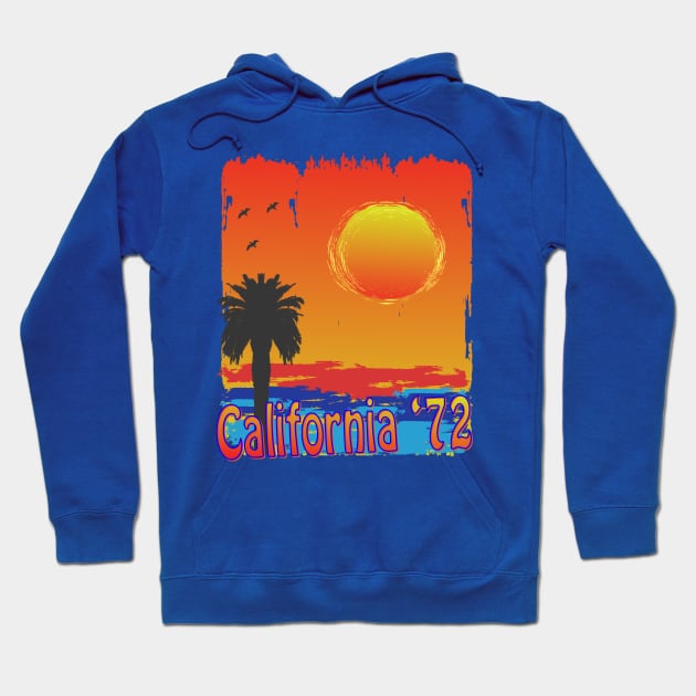 California 72 Retro 70's style 50th anniversary Hoodie by Surfer Dave Designs